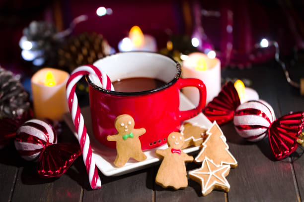 istock Christmas Gingerbread cookies and hot drink 1050716356