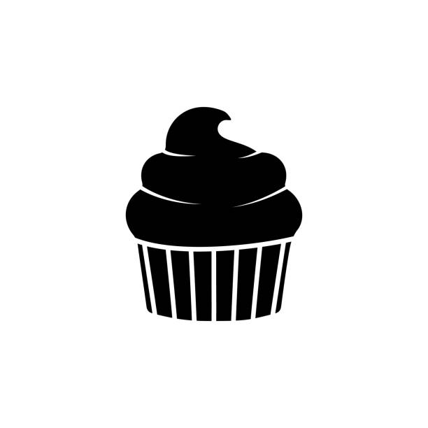 ilustraciones, imágenes clip art, dibujos animados e iconos de stock de el icono de la torta de la taza. ilustración del icono plana simple, vector de la torta de la taza para un sitio web o aplicación móvil sobre fondo blanco - muffin cupcake cake chocolate