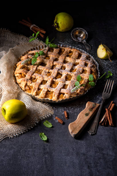 istock Tasty Apple pie with lattice upper crust 1050719900