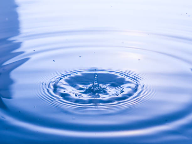 istock close up drop of water on blue background 1050722152
