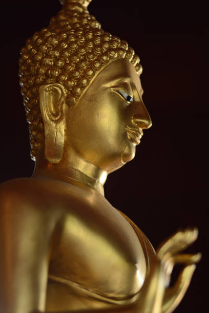 istock Golden buddha state in the art style as background 1050722324