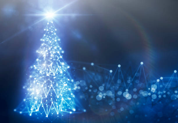 istock Christmas in Digital Space with Christmas Tree Made of Network Connections 1050723266