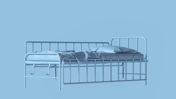 istock Pale Blue Hospital Bed with Adjustable Sides 1050726472