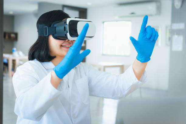 istock Portrait of scientist is using virtual reality technology to examination physical body patient, Technology and occupational concept 1050729744