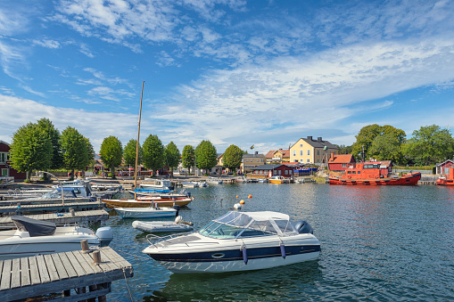 The harbor of the village of Sandhamn on Sandön (island) in Stockholm archipelago.