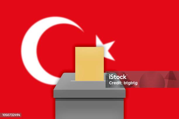 Turkish Flag With Ballot Box Vote Casting Stock Photo - Download Image Now - AKP, Candidate, Casting