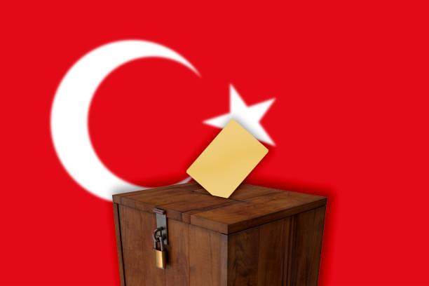 istock Turkish flag with ballot box - vote casting 1050732508