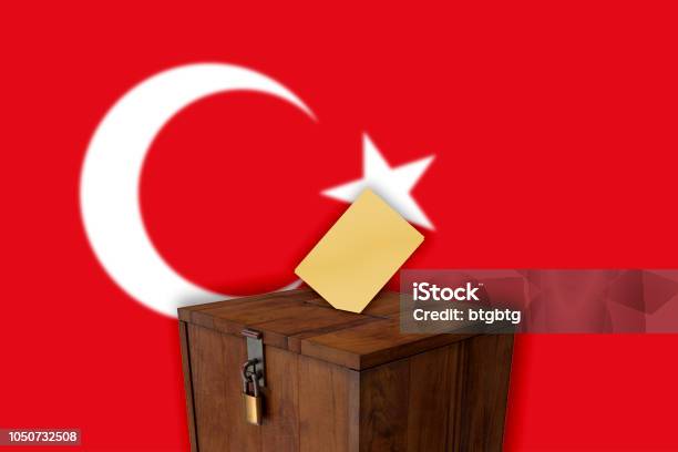 Turkish Flag With Ballot Box Vote Casting Stock Photo - Download Image Now - AKP, Candidate, Casting
