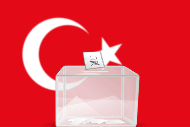 istock Turkish flag with ballot box - vote casting 1050732532