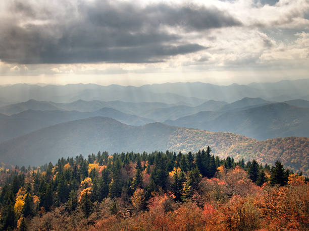 istock Rays Of Autumn Sunlight Over the Blue Ridge Mountains 105073317