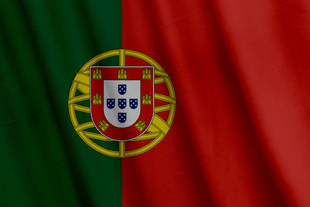 istock Portugal Flag, with a fabric texture 1050733768