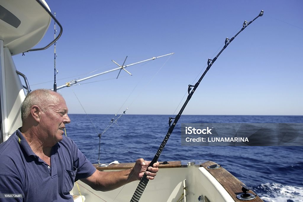 Angler idosos grande jogo Esporte pesca Barco - Royalty-free Pesca Grossa Foto de stock