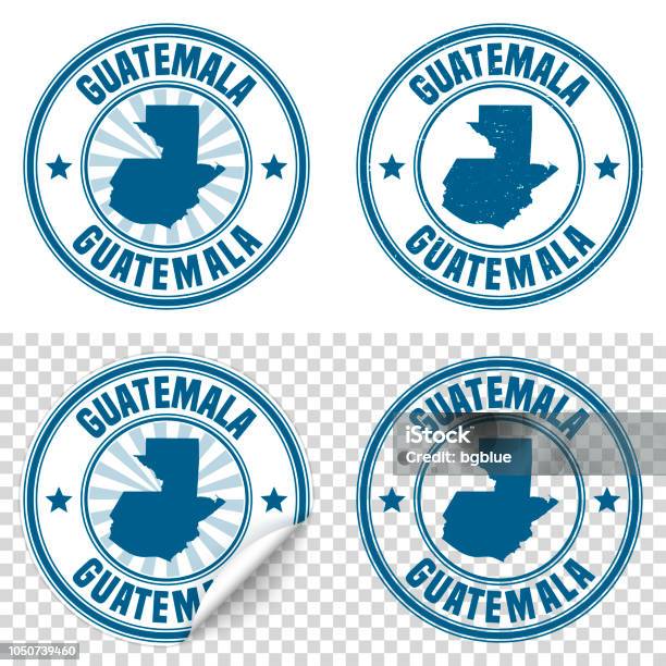 Guatemala Blue Sticker And Stamp With Name And Map Stock Illustration - Download Image Now