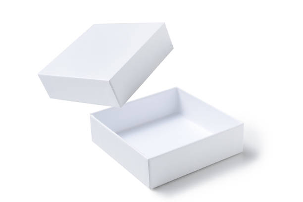 istock Open paper box and levitating lid on a white background isolated 1050746574