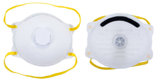 maska respiratora izolowana na białym tle. ochronna maska do twarzy izolowana - jednorazowa lina zdjęcia i obrazy z banku zdjęć