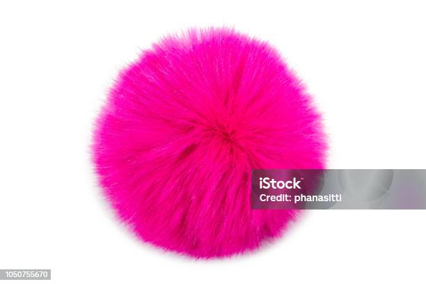 Pink Fur Ball Isolated On White Background Stock Photo - Download Image Now - Animal Hair, Sports Ball, Fur