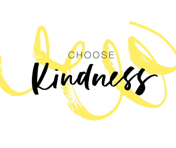 Print Choose kindness postcard with curly brush stroke. Hand drawn brush style modern calligraphy. Vector illustration of handwritten lettering. affectionate stock illustrations