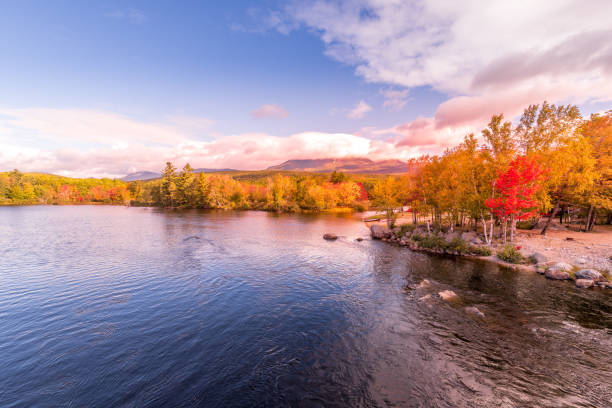istock Mount Katahdin from the abol bridge wide angle 1050756412