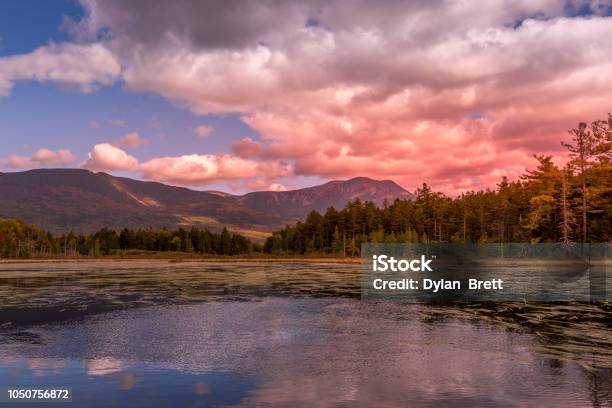 Mount Katahdin From Compass Pond Wide Angle Near Sunrise Stock Photo - Download Image Now