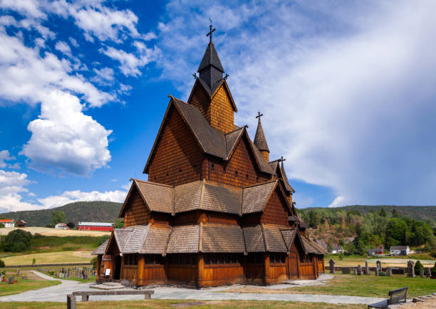 Heddal Stave Church Telemark Norway Scandanavia 13th century wooden Heddal Stave Church, the largest remaining stave church in Norway, Notodden, Telemark, Norway, Scandanavia heddal stock pictures, royalty-free photos & images