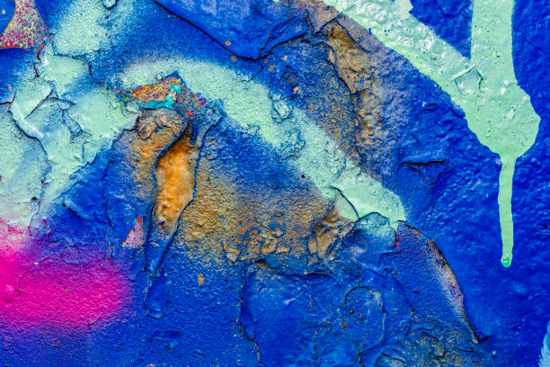 istock abstract colored texture. Old scratches, stain, paint splats, spots on the wall 1050759978