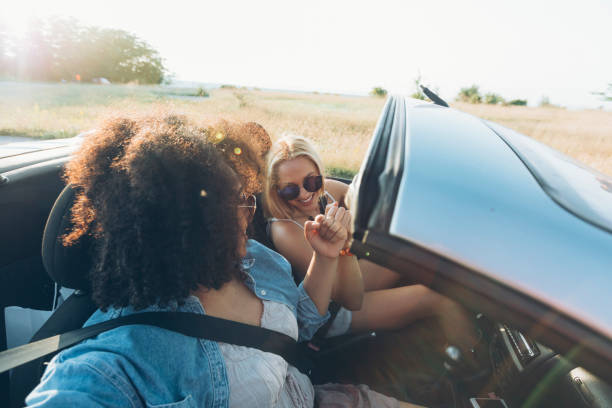 istock Road trip with friends and cabriolet 1050760880