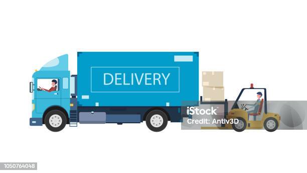 Delivery Van And Workers Stock Illustration - Download Image Now - UK, Semi-Truck, Truck