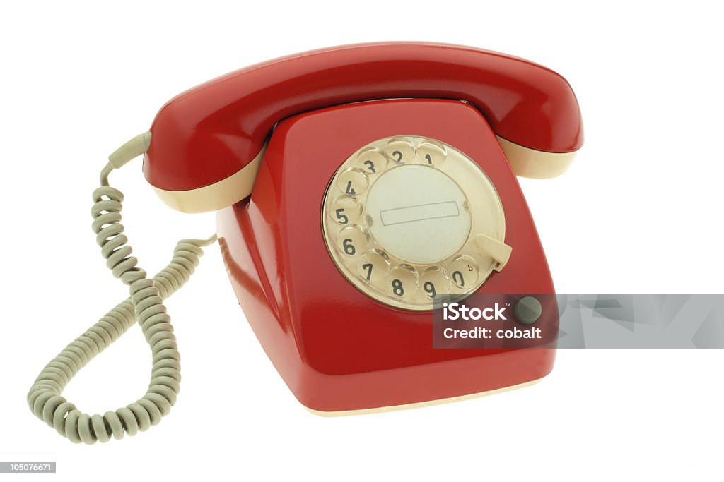 Red Telephone Series Old used retro telephone 1970 Stock Photo