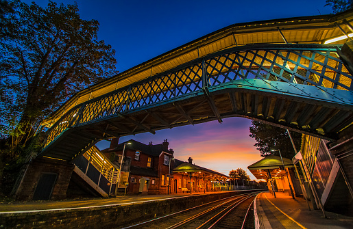 Guildford London Road train station at night Surrey England