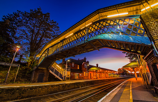Guildford London Road train station at night Surrey England