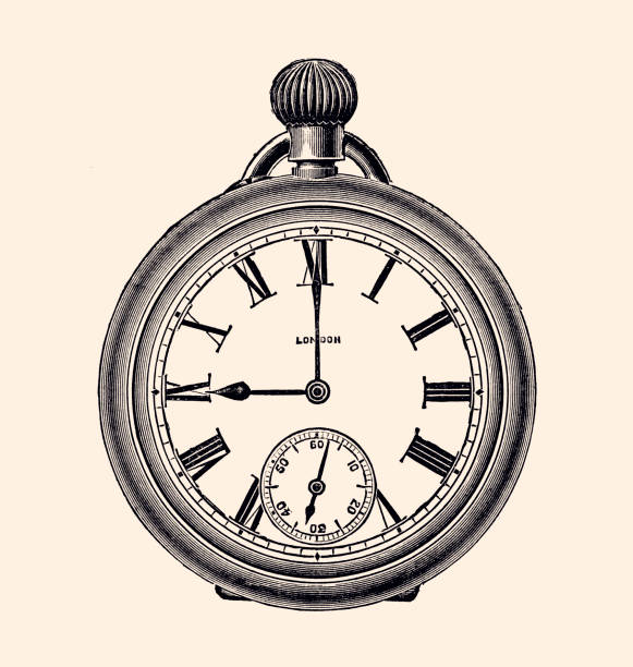 ilustraciones, imágenes clip art, dibujos animados e iconos de stock de reloj de bolsillo (xxxl) - 1884