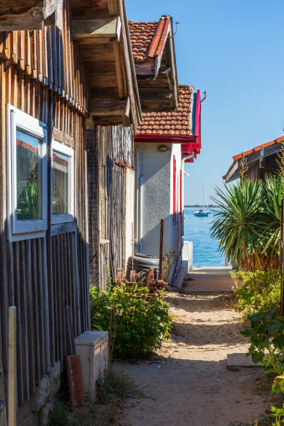 Bassin d'Arcachon (France), village of L'Herbe near Cap Ferret Fishing huts in the oyster village of L'Herbe near the Cap Ferret on the Arcachon Bay pelvis stock pictures, royalty-free photos & images