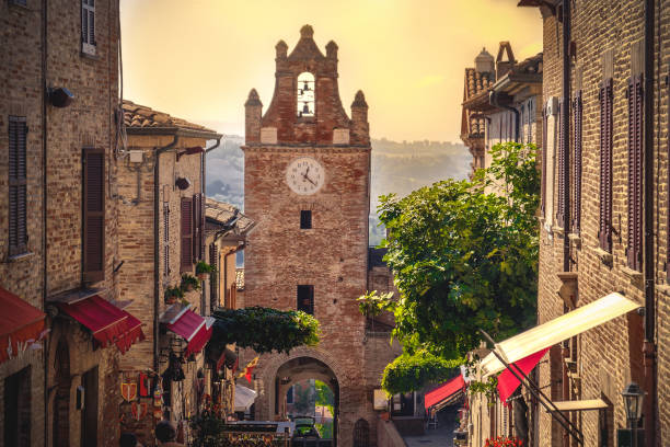 little village scene in Italy Gradara Pesaro province Marche little village scene in Italy - Gradara - Pesaro province - Marche region marche italy stock pictures, royalty-free photos & images