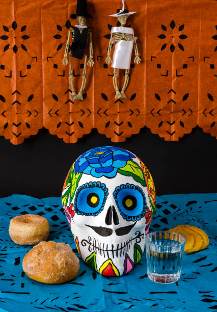 제공 하는 제단 - day of the dead mexico bride human skeleton 뉴스 사진 이미지
