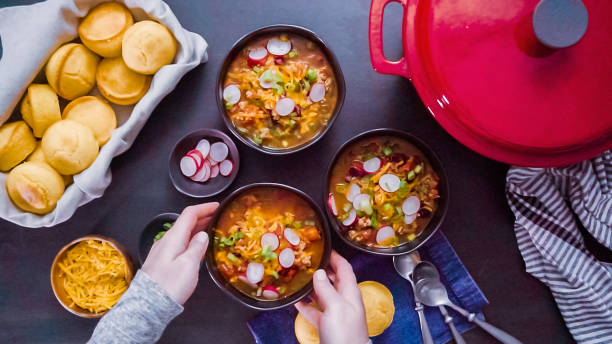 istock Turkey chili garnished with green onions 1050799750