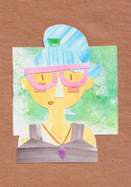 istock Surprised blue-haired woman in pink glasses 1050802672