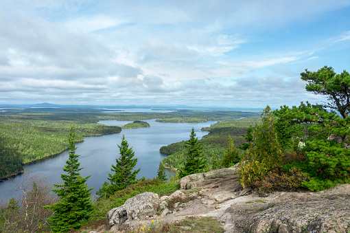 Long Pond from granite bluff on Beech Mountain in Acadia National Park