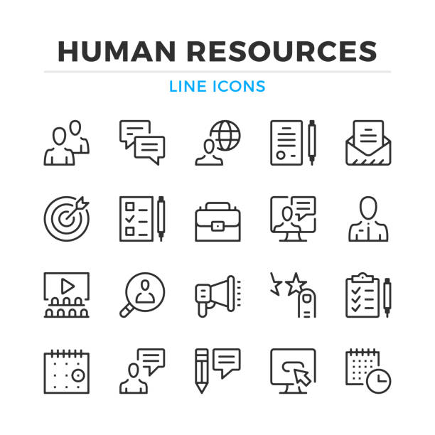 Human resources line icons set. Modern outline elements, graphic design concepts. Stroke, linear style. Simple symbols collection. Vector line icons Human resources line icons set. Modern outline elements, graphic design concepts. Stroke, linear style. Simple symbols collection. Vector line icons recruitment agency stock illustrations