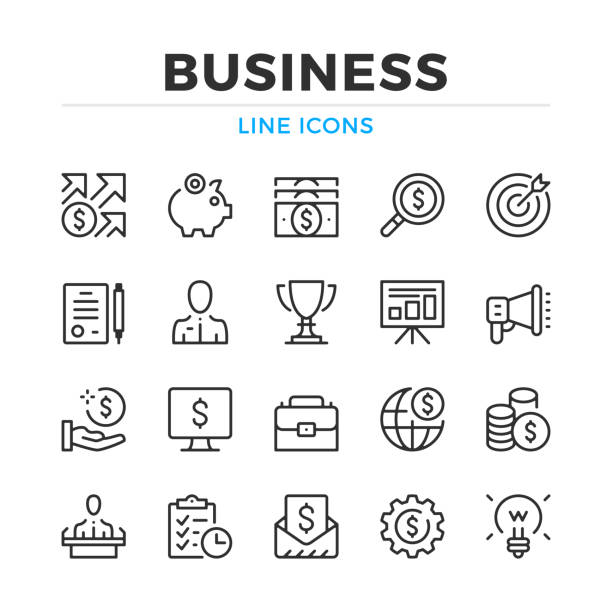Business line icons set. Modern outline elements, graphic design concepts. Stroke, linear style. Simple symbols collection. Vector line icons Business line icons set. Modern outline elements, graphic design concepts. Stroke, linear style. Simple symbols collection. Vector line icons business plan document stock illustrations
