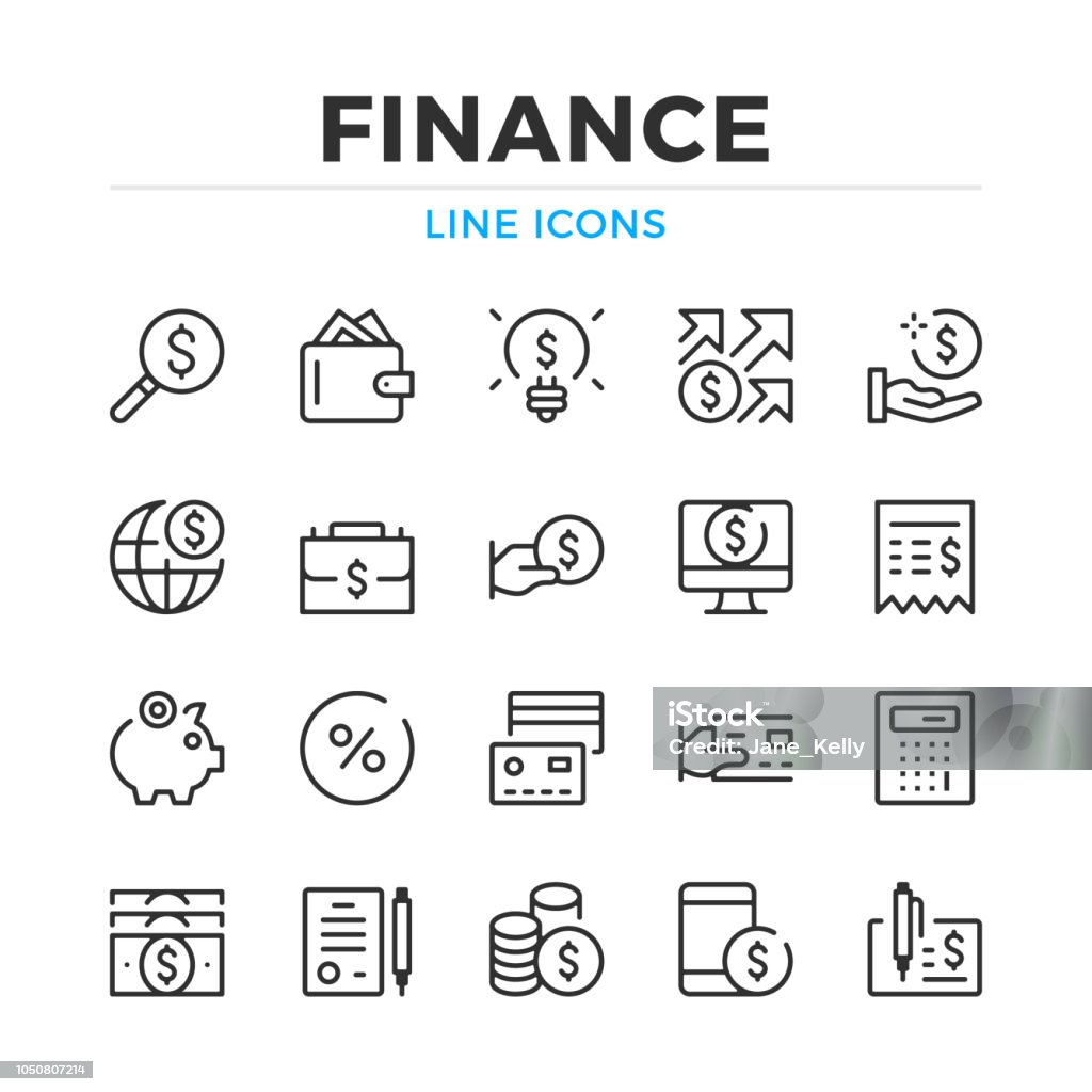 Finance line icons set. Modern outline elements, graphic design concepts. Stroke, linear style. Simple symbols collection. Vector line icons Icon stock vector