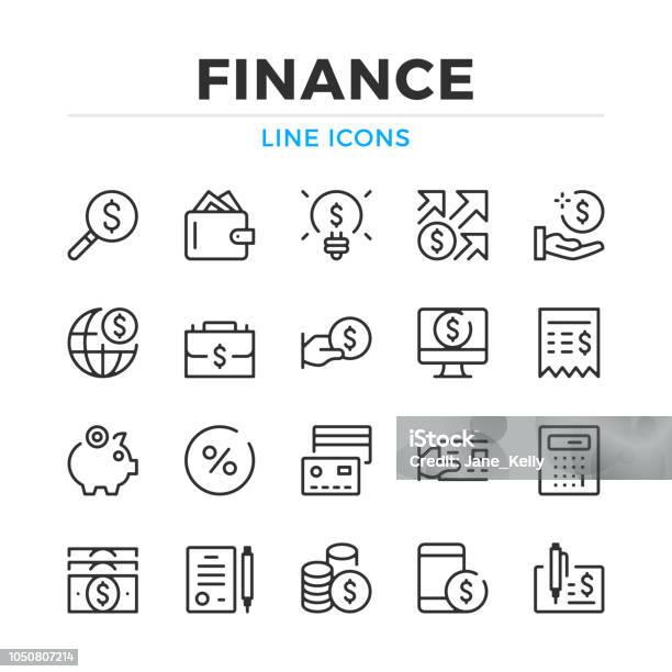 Finance Line Icons Set Modern Outline Elements Graphic Design Concepts Stroke Linear Style Simple Symbols Collection Vector Line Icons Stock Illustration - Download Image Now