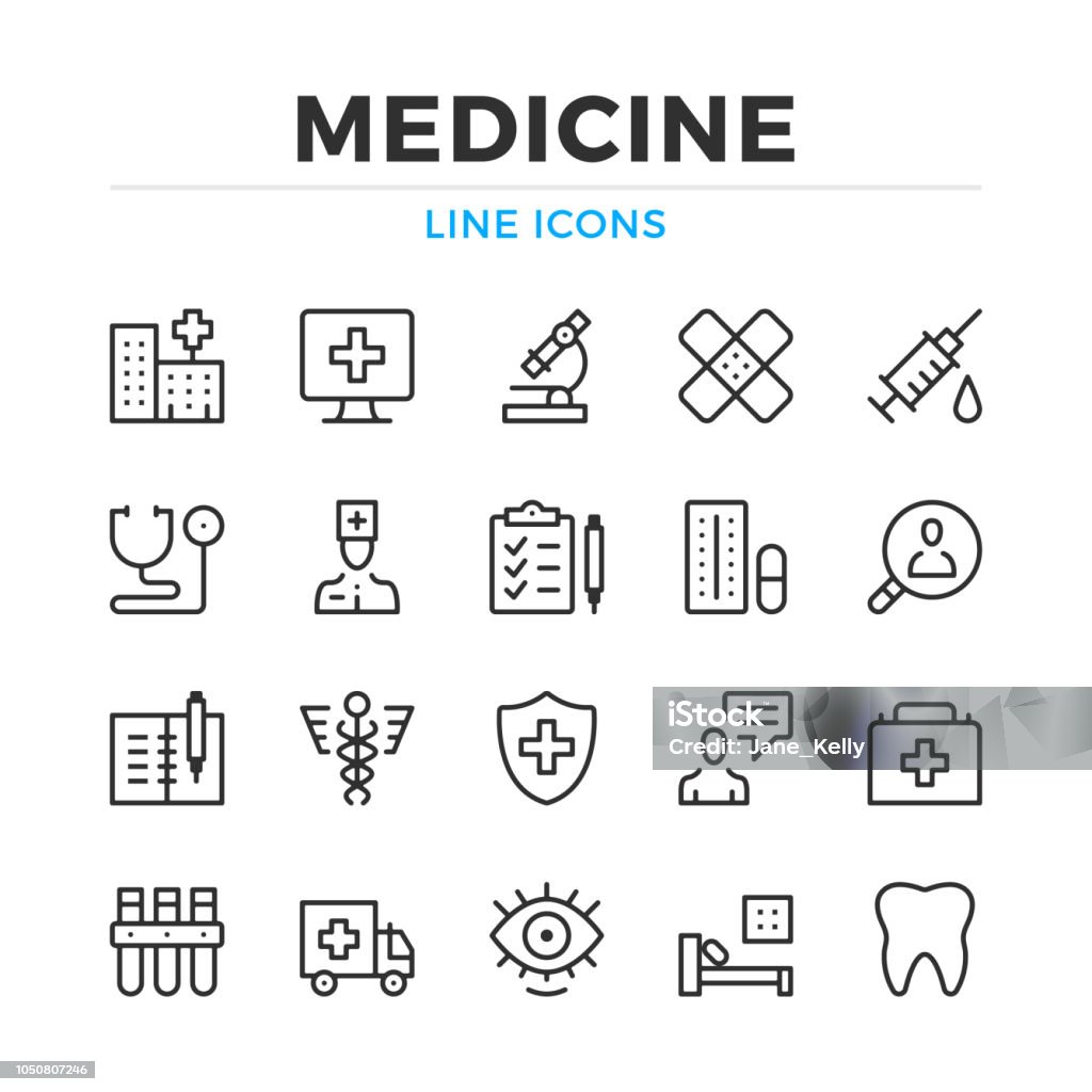 Medicine line icons set. Modern outline elements, graphic design concepts. Stroke, linear style. Simple symbols collection. Vector line icons Icon Symbol stock vector
