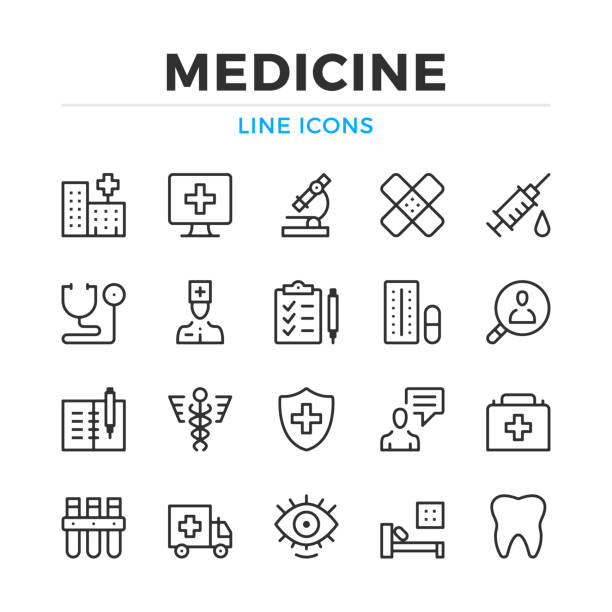Medicine line icons set. Modern outline elements, graphic design concepts. Stroke, linear style. Simple symbols collection. Vector line icons Medicine line icons set. Modern outline elements, graphic design concepts. Stroke, linear style. Simple symbols collection. Vector line icons claim form stock illustrations
