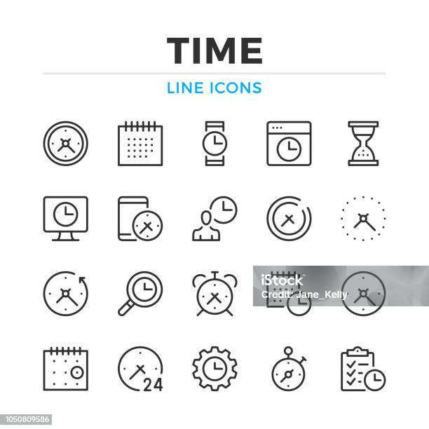 Time Line Icons Set Modern Outline Elements Graphic Design Concepts Stroke Linear Style Simple Symbols Collection Vector Line Icons Stock Illustration - Download Image Now