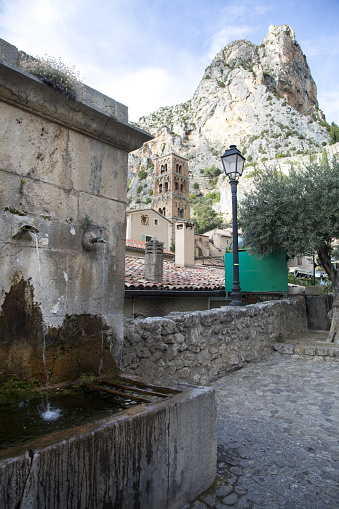 The tenth century village of Moustiers-Sainte-Marie in the Alpes-de-Haute-Provence. France.