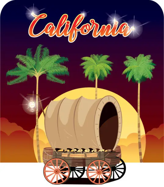Vector illustration of Wild West (Covered Wagon)