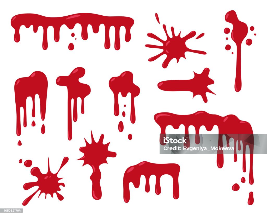 Set di gocce di sangue per il design di Halloween. - arte vettoriale royalty-free di Sangue