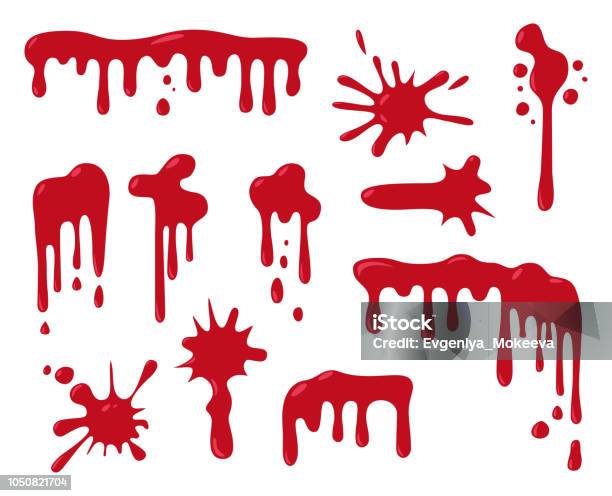 Set Di Gocce Di Sangue Per Il Design Di Halloween - Immagini vettoriali stock e altre immagini di Sangue - Sangue, Goccia, Ketchup