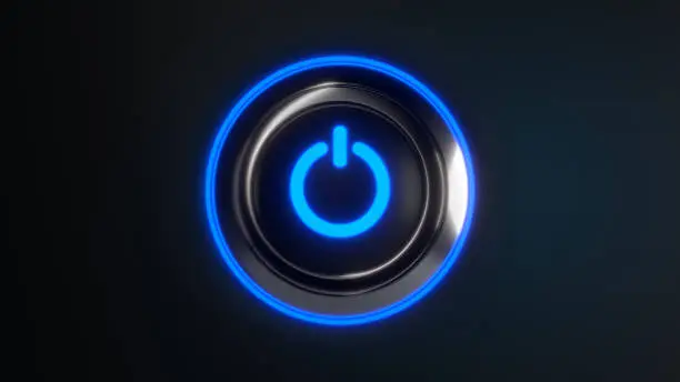 Photo of Power button with blue led lights