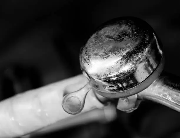 old bicycle bell in black and white